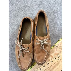 Sperry Top Sider Boat Shoes Mens Brown Leather Lace Up Deck Moccasin US 11.5